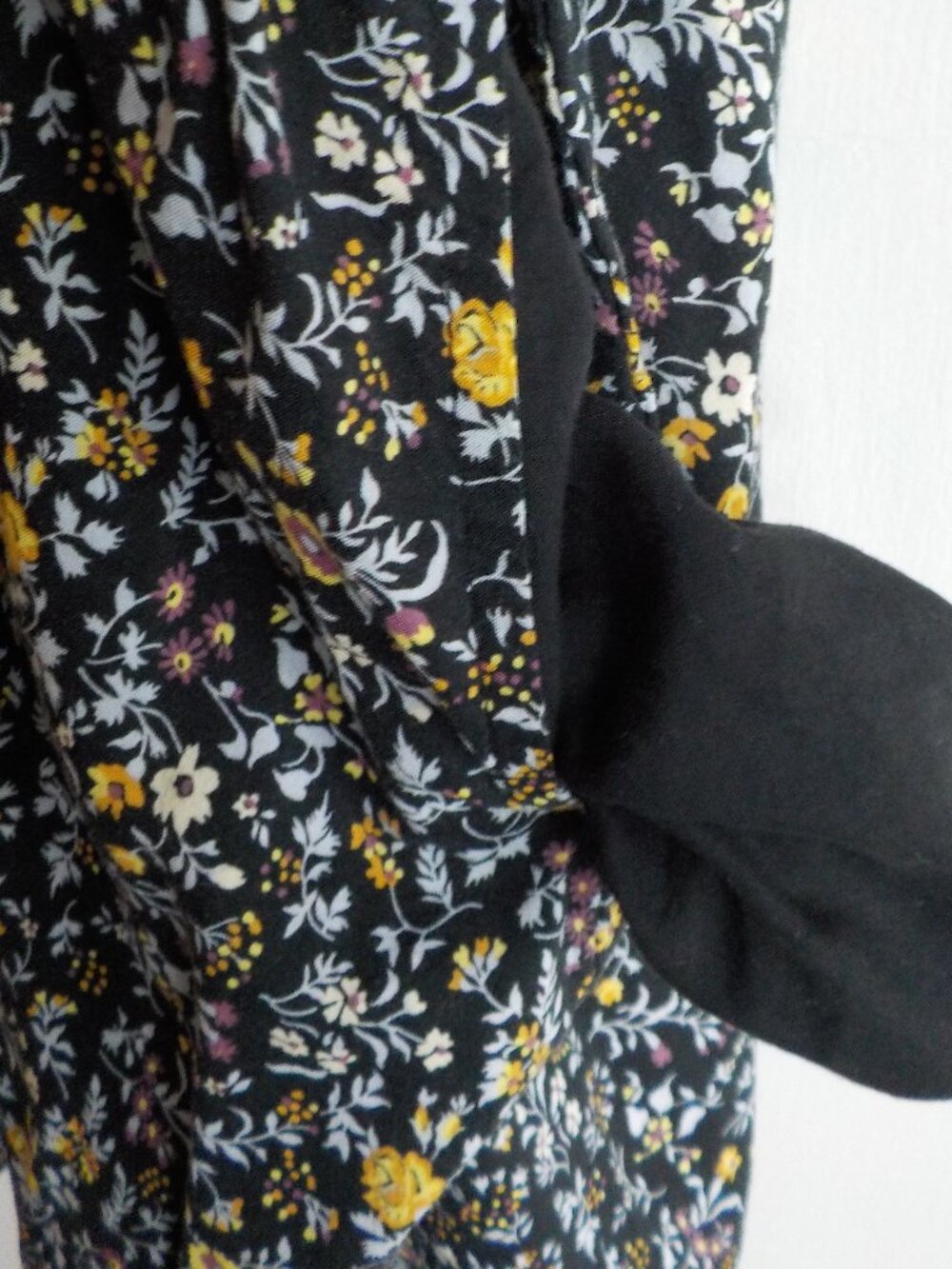 Madewell Dress - Medium - Black Flower Boho Short Sleeve Ruffle Pockets (854) - Picture 5 of 8